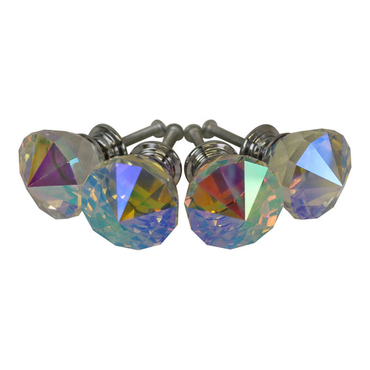 Crystal Effect Doorknobs, diamond shaped, set of 4 - 3cm