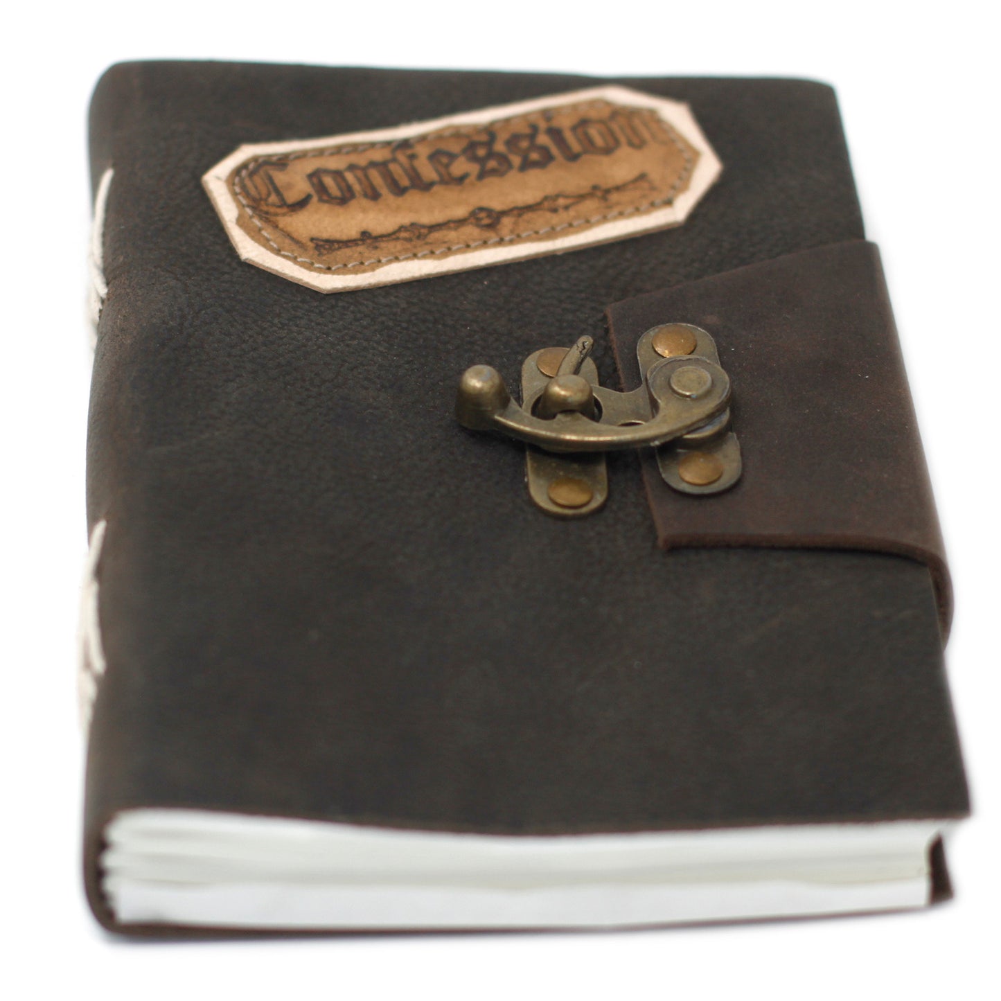 Leather Black Confessions with Lock Notebook