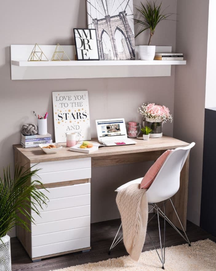 Oak and White Gloss Desk