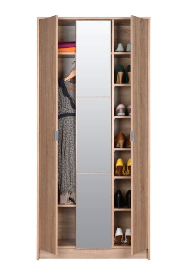 Oak Slim Tall Wardrobe with mirrored Door