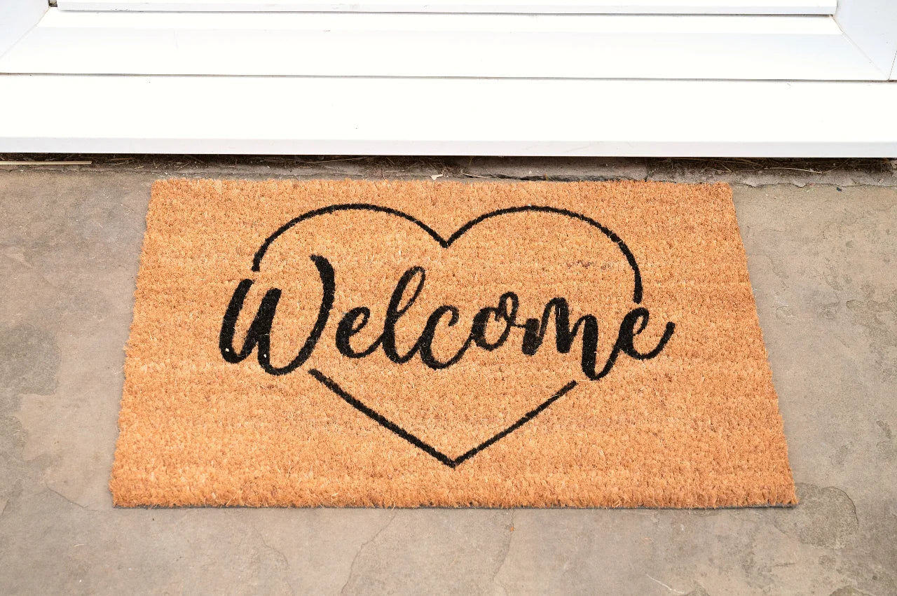 Coir Doormat with Welcome & Heart Shape