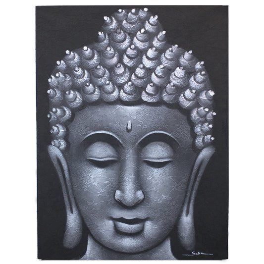 Buddha Painting - Grey Brocade Detail