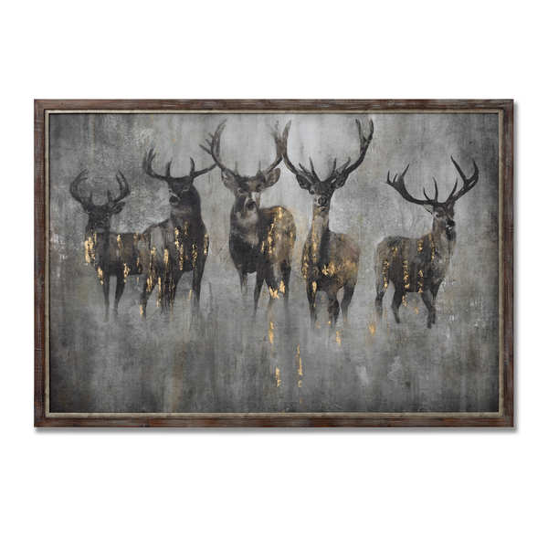 Large Curious Stag Painting on Cement Board  Art with Frame