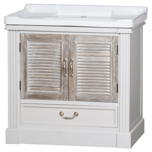 BLANC - Vanity Sink Unit With Louvered Doors