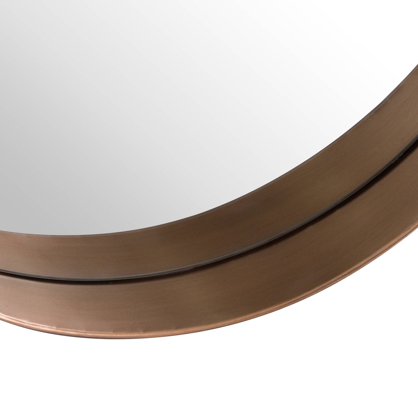 Circular Copper Finish Mirror With Protruding Edge