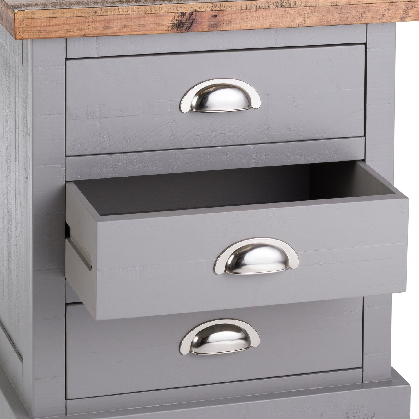 Grey Painted 3 Drawer Bedside