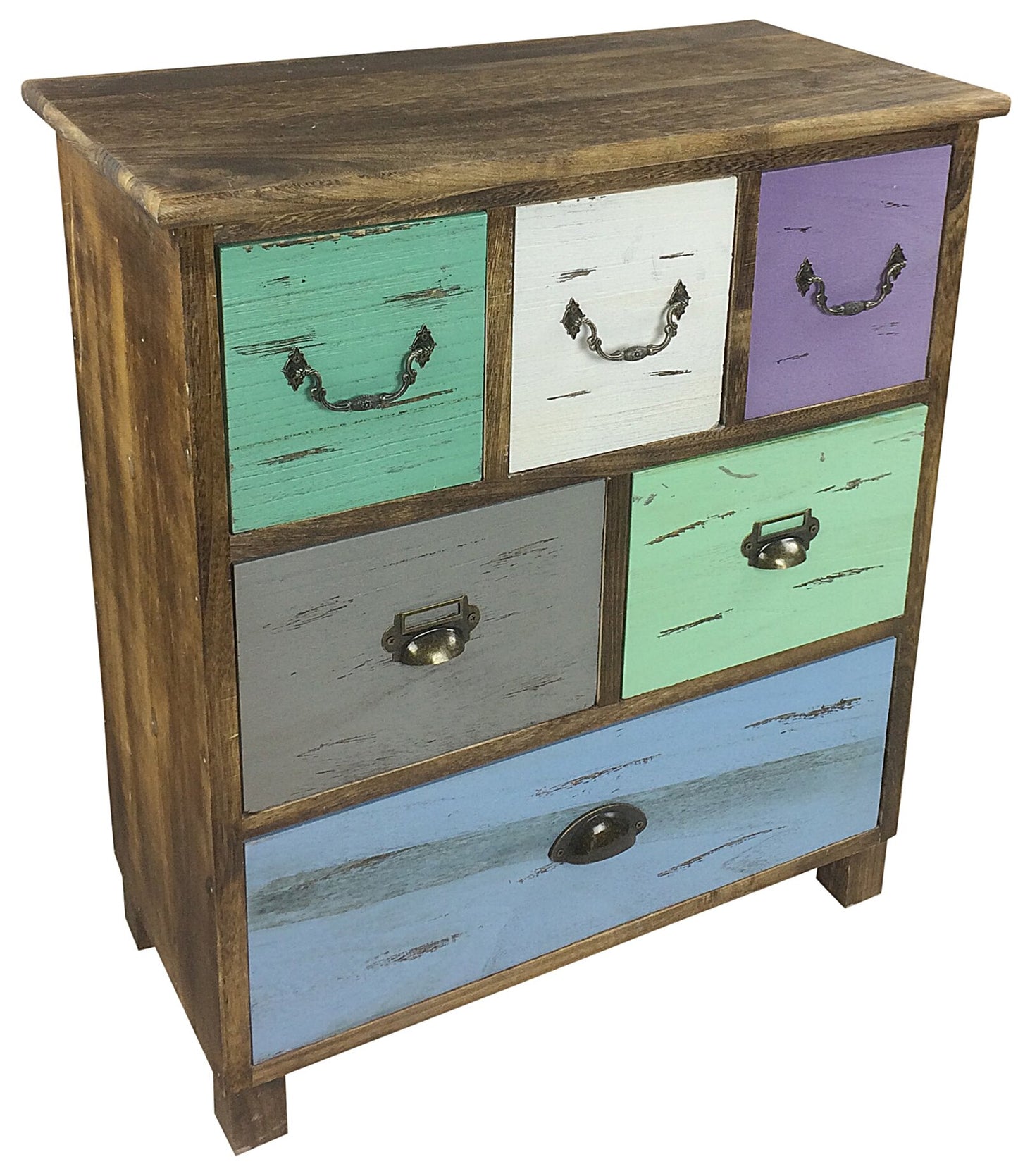 Colourful Wooden Storage Cabinet With 6 Drawers 69cm