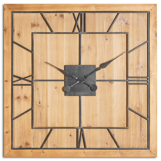 Square Large Wooden Wall Clock