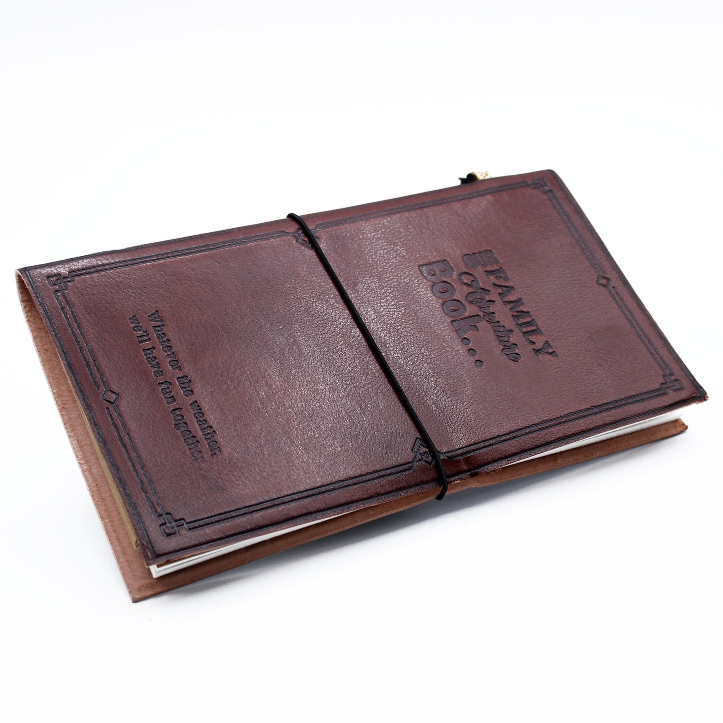 Handmade Leather Journal - Our Family Adventure Book - Brown