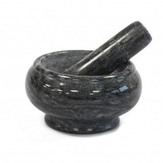 Small Black Marble Pestle & Mortar - 8x5.5cm