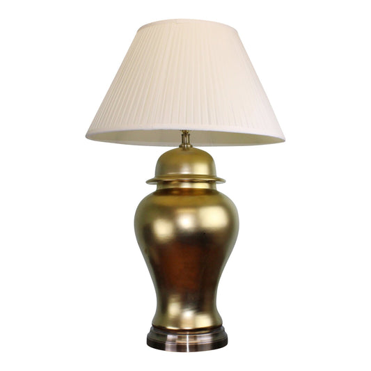 Large Golden Ceramic Lamp with Metal Base 85cm