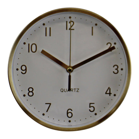 Gold Metal Table Clock, 16cm diameter