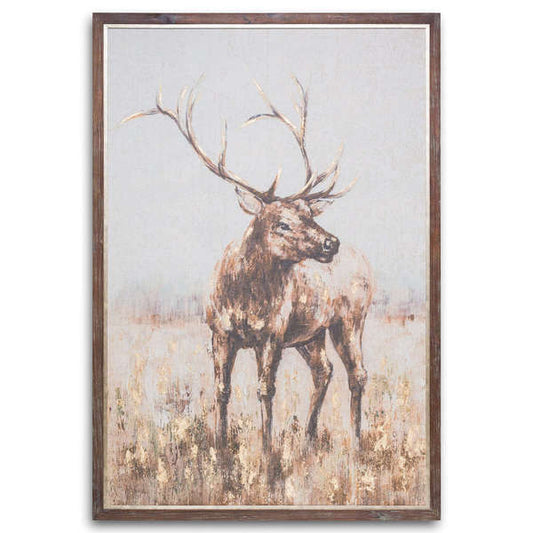 Large Stag On Cement Board Art With Frame