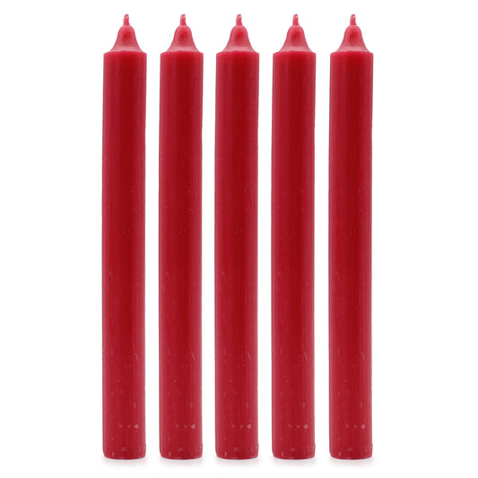Solid Colour Dinner Candles - Rustic Red - Pack of 5