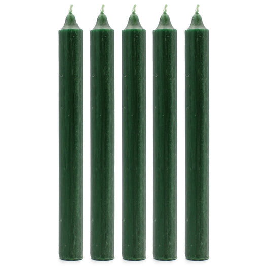 Solid Colour Dinner Candles - Rustic Green - Pack of 5