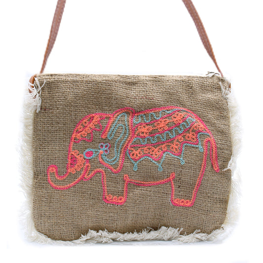 Fringe Bag - Elephant Embroidery