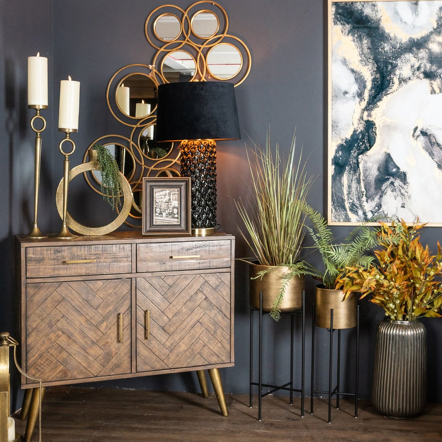 Gold Two Door Two Drawer Sideboard