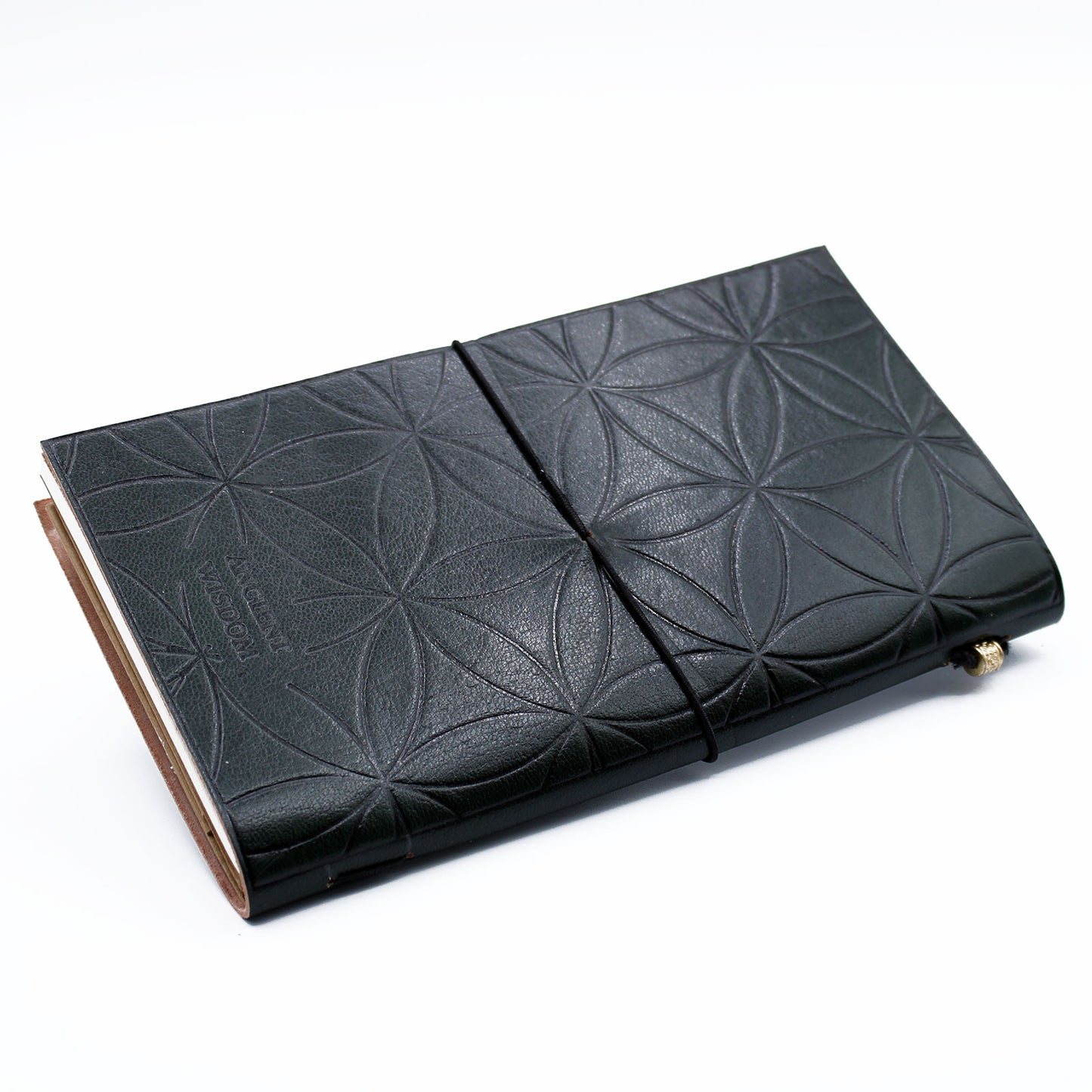 Handmade Leather Journal - Flower of Life - Green