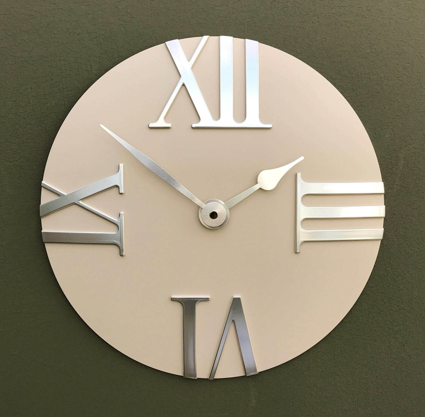 Roman Numerals Beige Clock