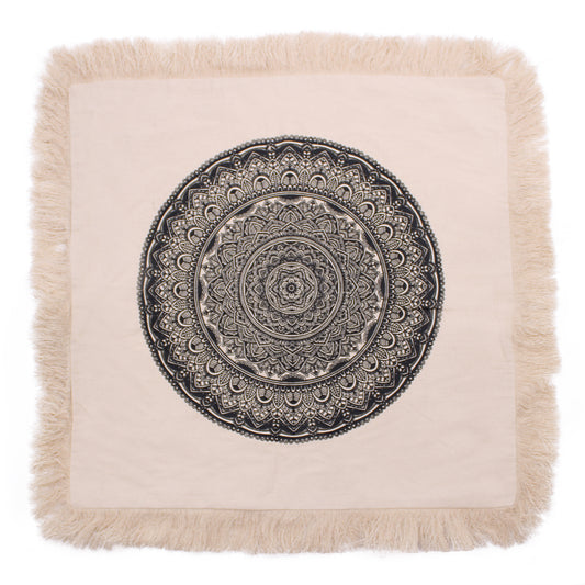 Traditional Mandala Cushion - 60x60cm - Black