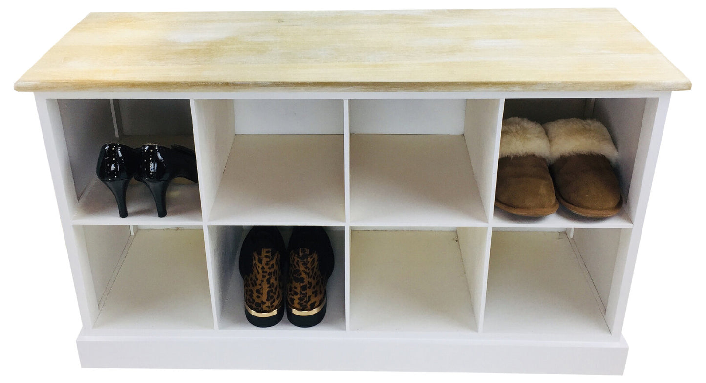 Wooden Bench With 8 Storage Compartments 96cm