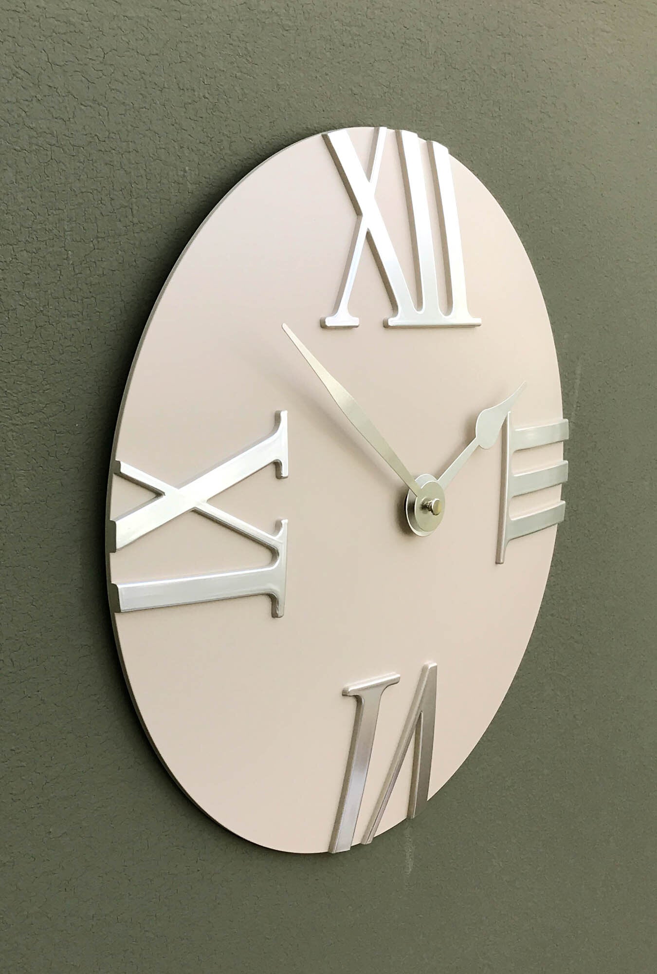 Roman Numerals Beige Clock