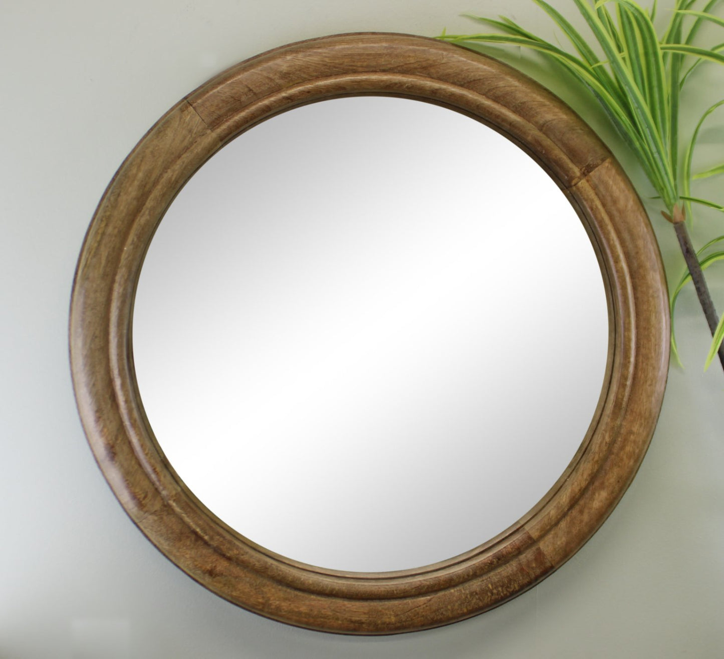 Mango Wood Circular Wall Mirror, 53cm
