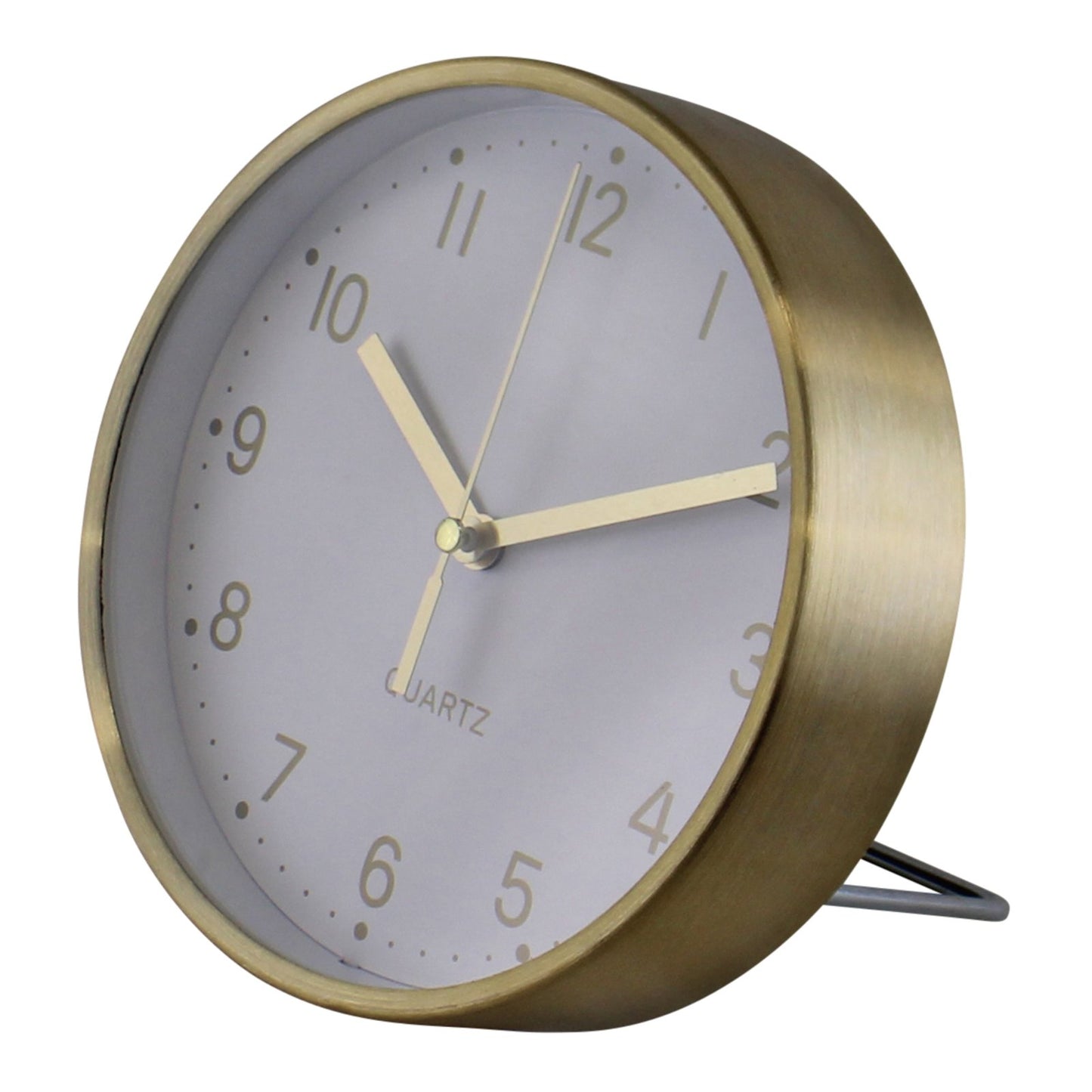 Gold Metal Table Clock, 16cm diameter