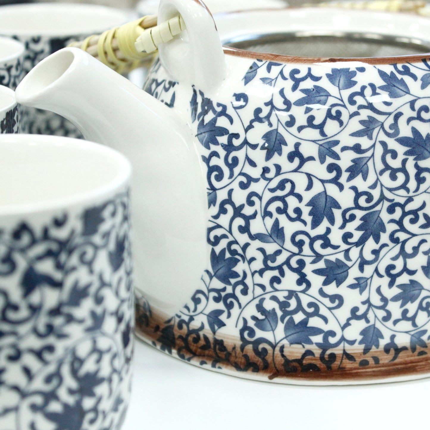 Herbal Teapot Set - Blue Pattern