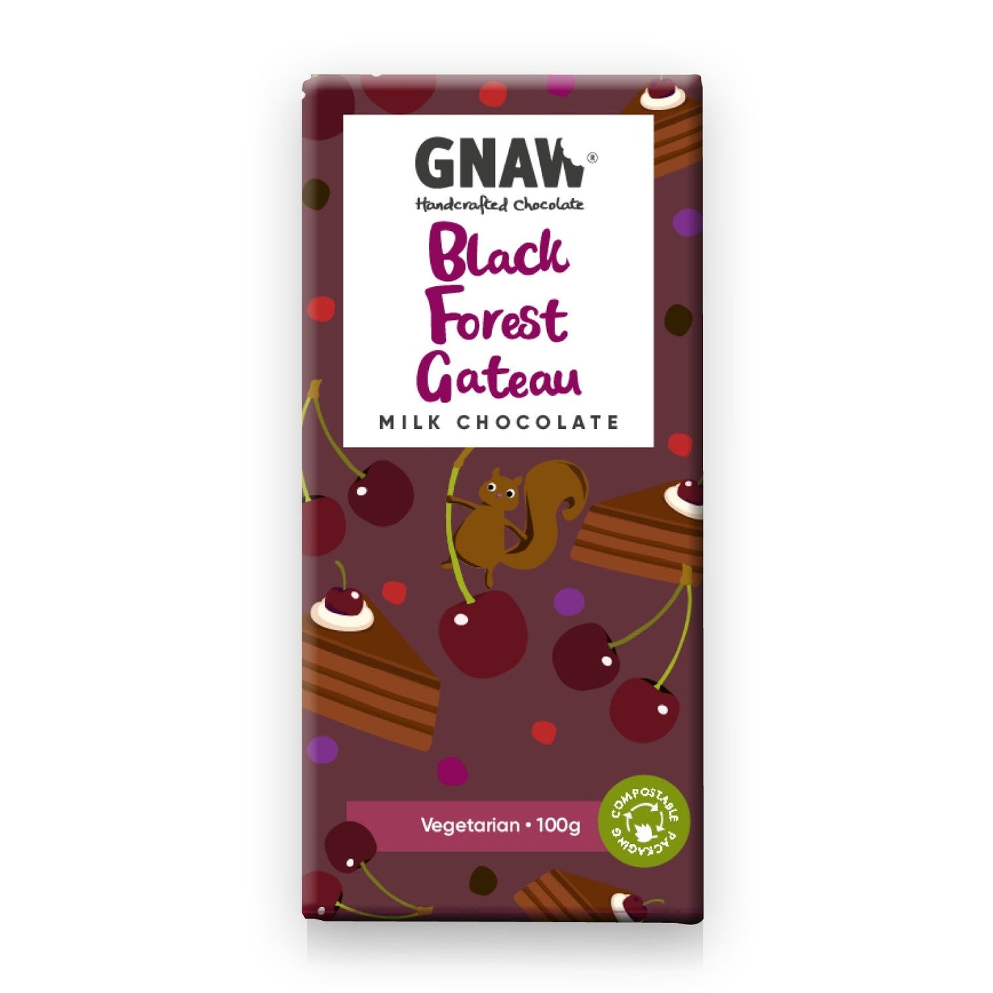Gnaw Black Forest Gateau Milk Chocolate Bar (100g)