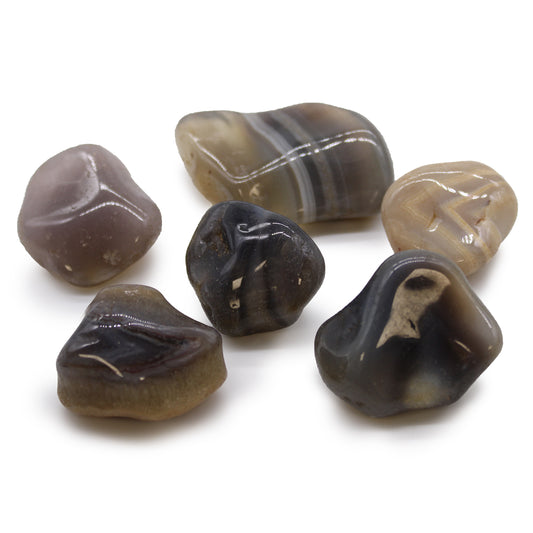 Large African Tumble Stones - Grey Agate - Botswana (pack of 6)
