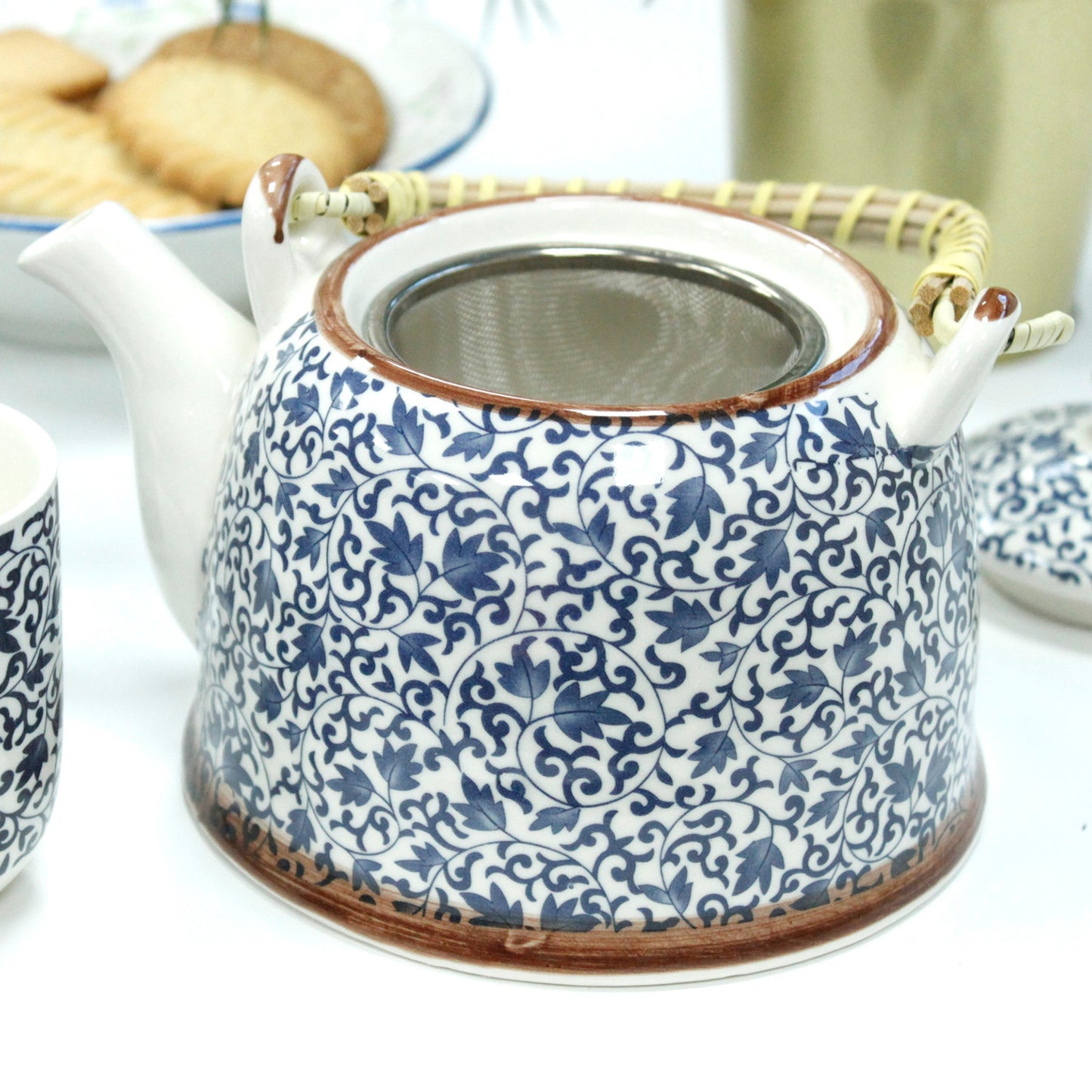 Herbal Teapot Set - Blue Pattern
