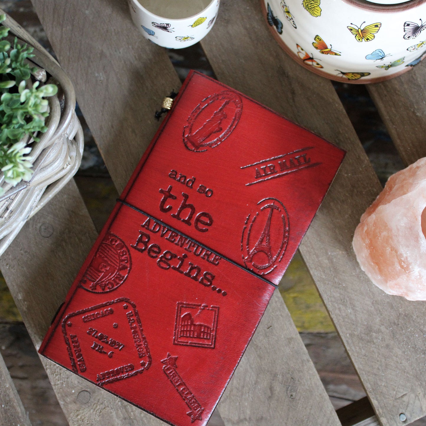 Handmade Leather Journal - Little Book of Big Plans - Red