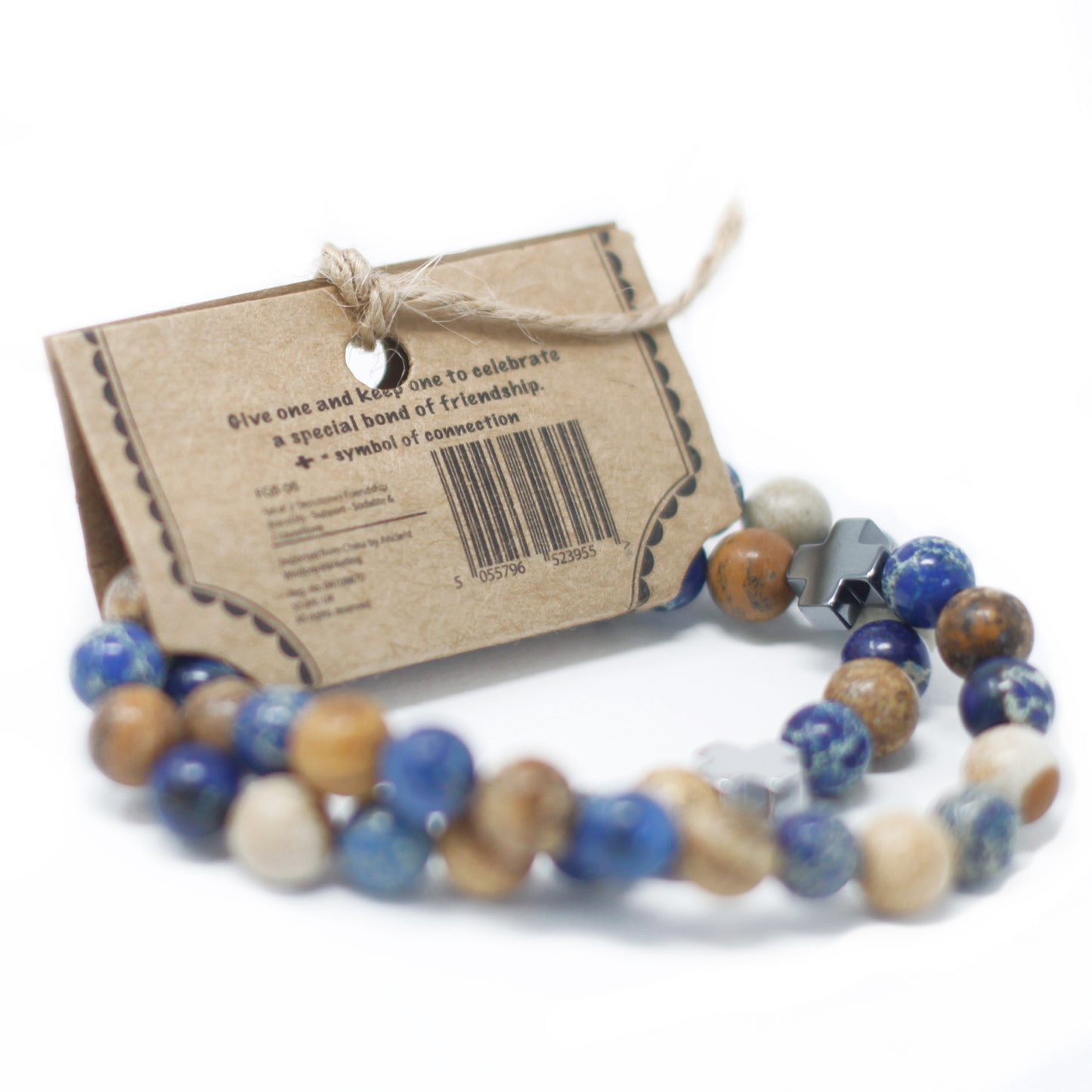 Set of 2 Gemstones Friendship Bracelets - Ethernity - Leopard Skin Jasper & Lava Stone