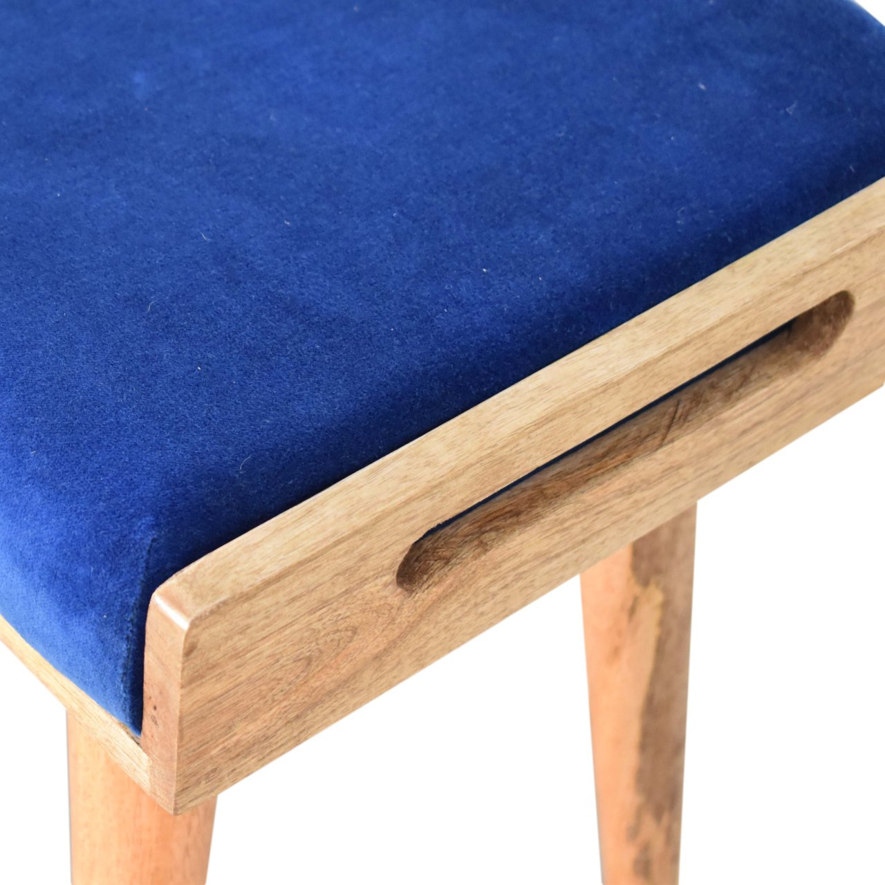 Royal Blue Velvet Tray Style Footstool
