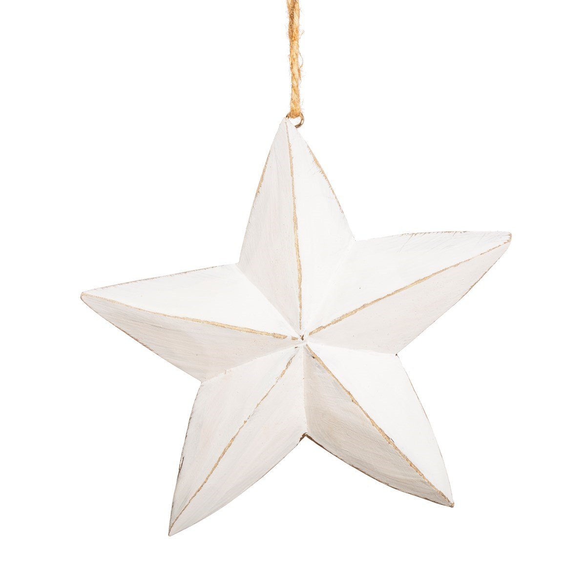 White Wood Hanging Star Decoration Large