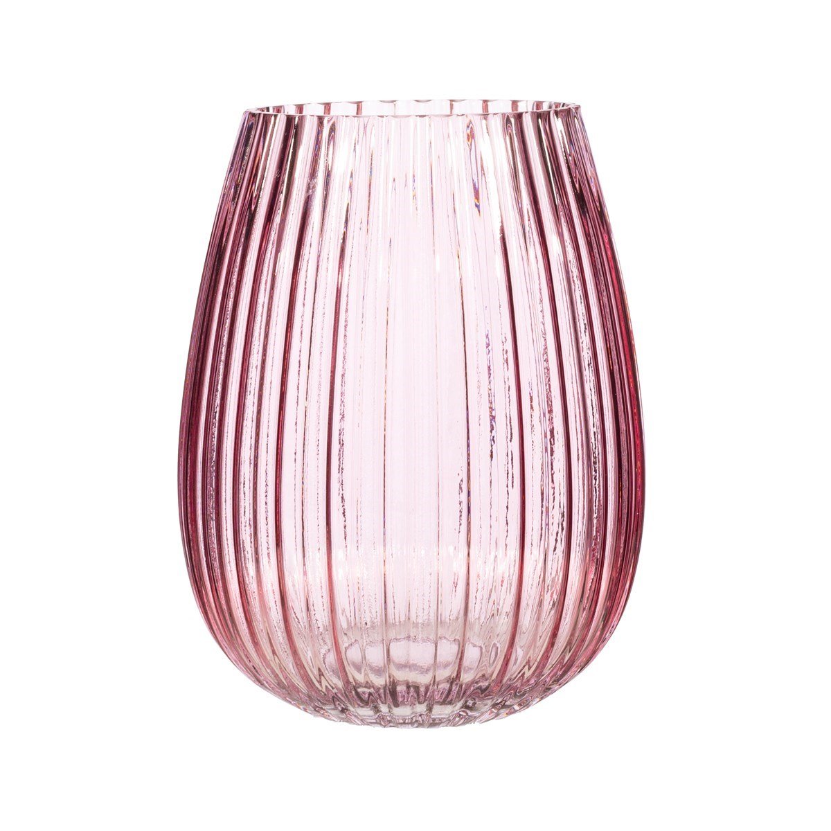 Fluted Glass Vase Pink