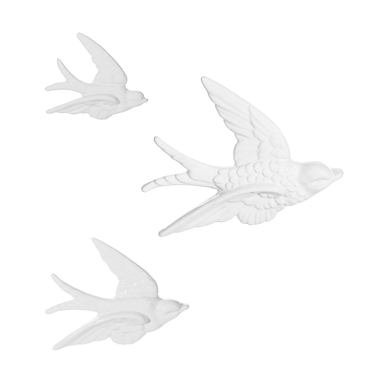 Swallow Wall Decorations White- Set of 3