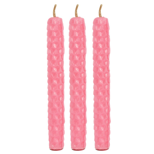 Pink Beeswax Blessed Bee Candles  -  Pack of 6 - Natural Scent