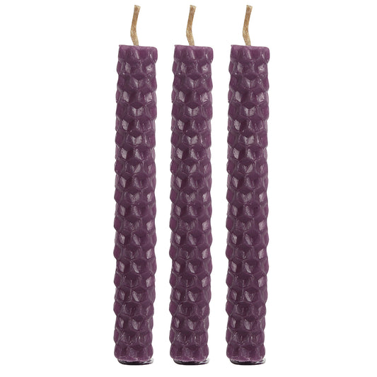 Purple Beeswax Blessed Bee Candles  -  Pack of 6 - Natural Scent