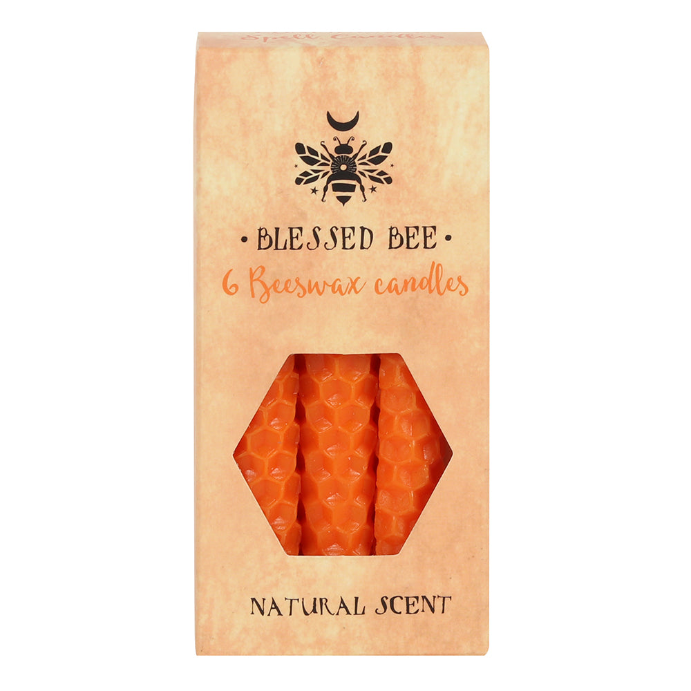 Orange Beeswax Blessed Bee Candles  -  Pack of 6 - Natural Scent