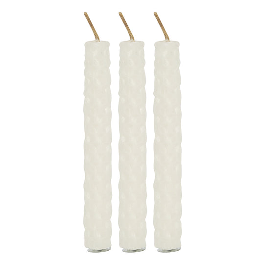 White Beeswax Blessed Bee Candles  -  Pack of 6 - Natural Scent