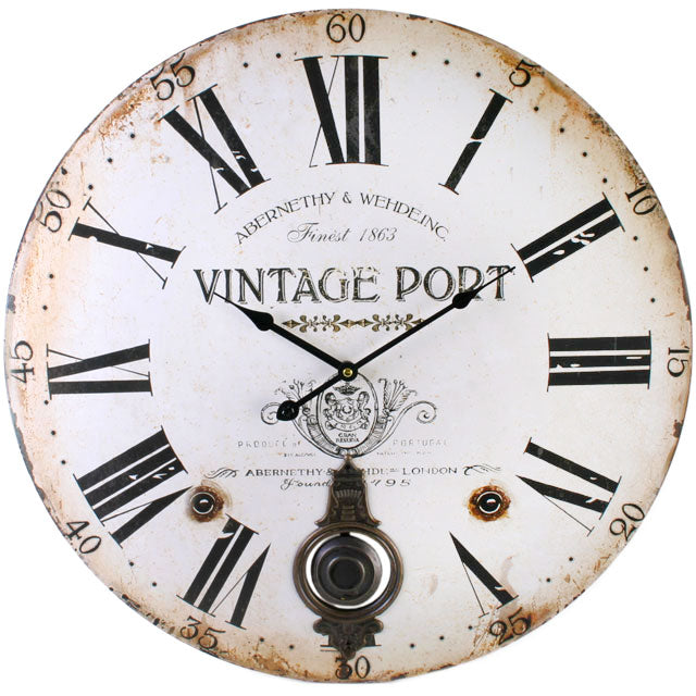 Large Vintage Port Wall Clock with Pendulum