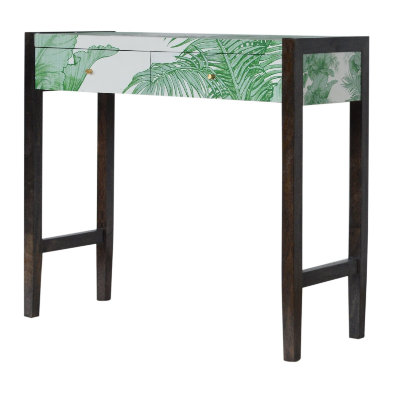 JUNGLE - Two Drawer Mango Wood Tropical Print Console Table