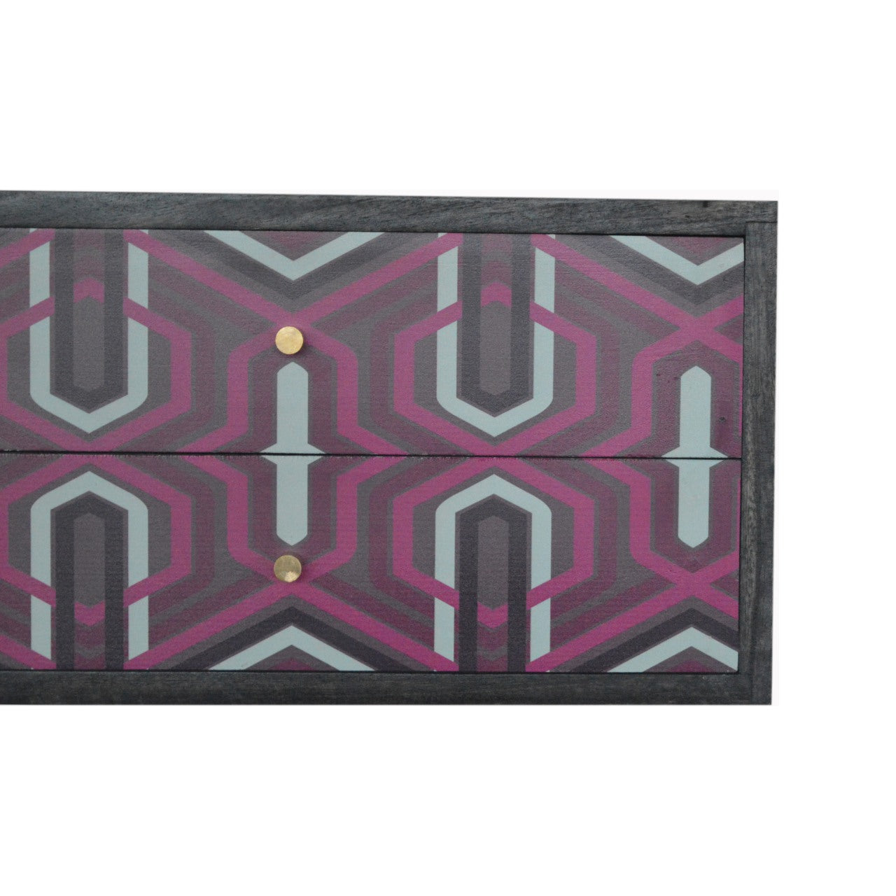 PINK AZTEC - Two Drawer Mango Wood Wall Mounted Bedside