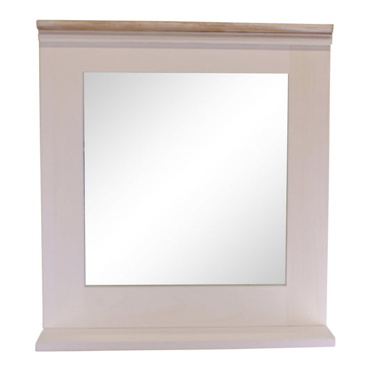 Whitewash Painted Wall Mirror With Vanity Shelf