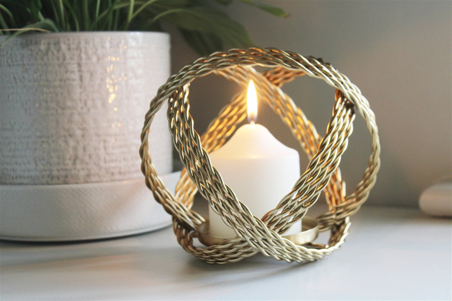 Gold Coloured Ball Candle Holder