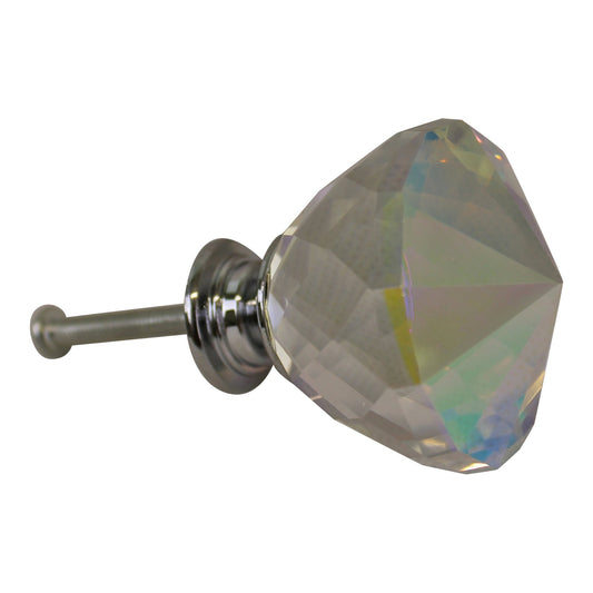 4cm Crystal Effect Doorknobs, Diamond Shaped, set of 4