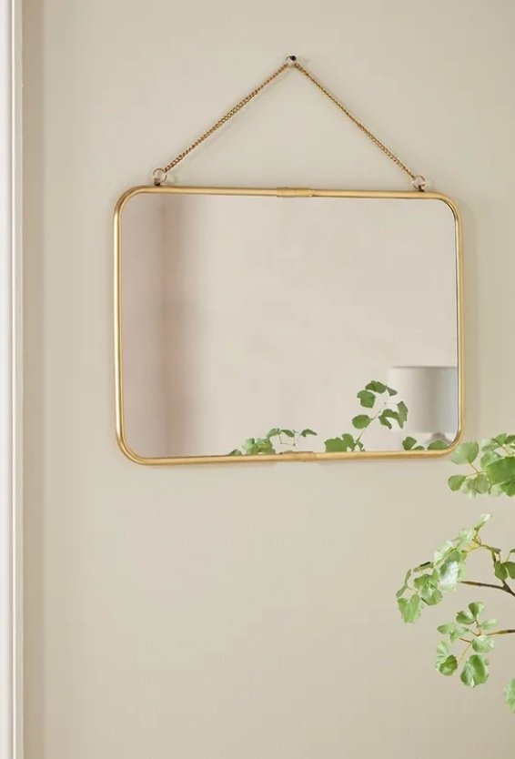 Gold Hanging Rectangle Mirror