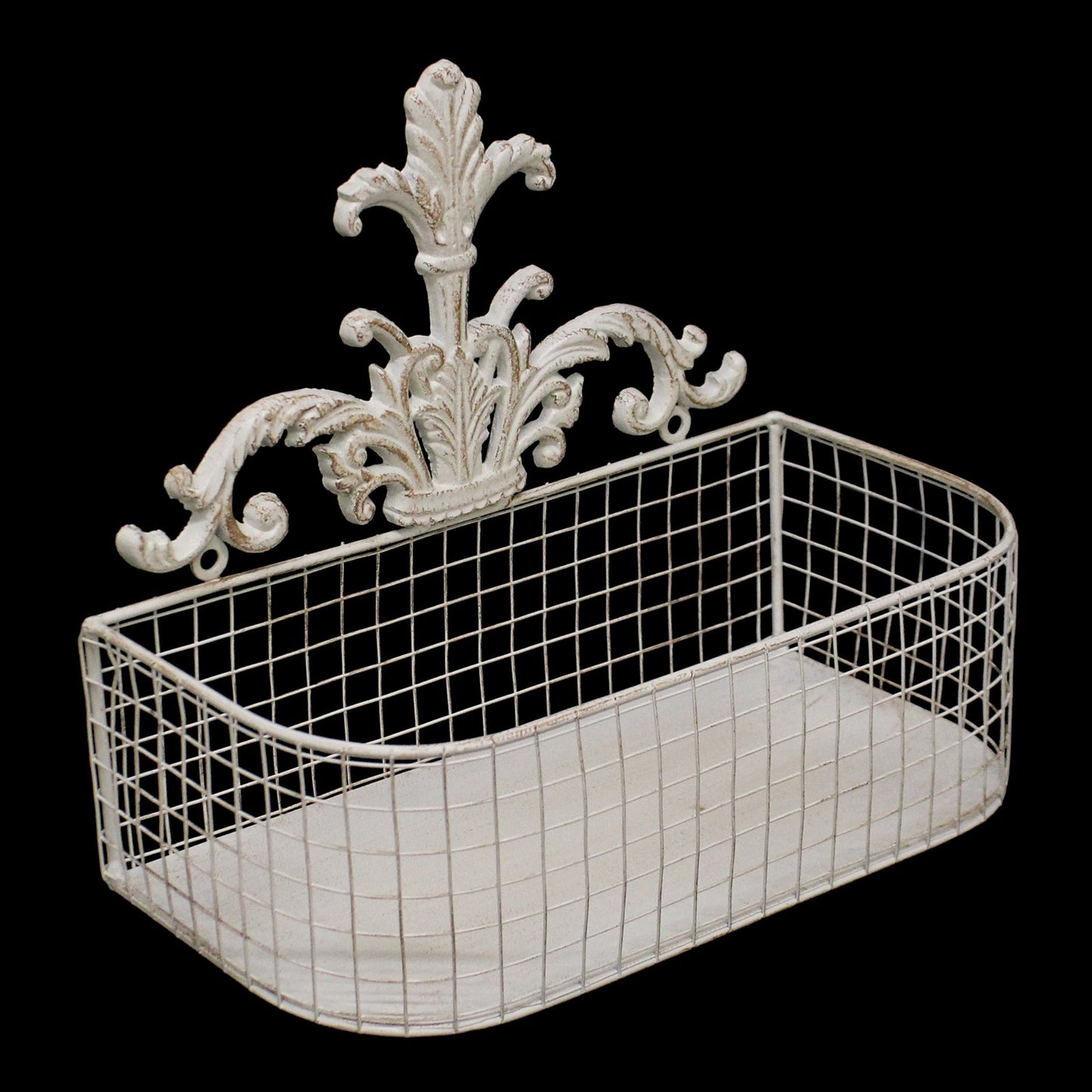 Set Of 2 Metal Wall Baskets In Cream